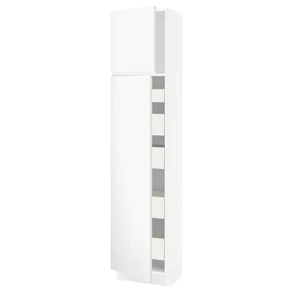 SEKTION / MAXIMERA Gabinete alto 2 puertas 5 cajones, blanco/Voxtorp blanco mate, 46x37x203 cm