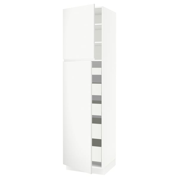 SEKTION / MAXIMERA Gabinete alto 2 puertas 5 cajones, blanco/Voxtorp blanco mate, 61x61x229 cm