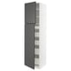 SEKTION / MAXIMERA Gabinete alto 2 puertas 5 cajones, blanco/Voxtorp gris oscuro, 61x61x229 cm