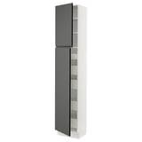 SEKTION / MAXIMERA Gabinete alto 2 puertas 5 cajones, blanco/Voxtorp gris oscuro, 46x37x229 cm