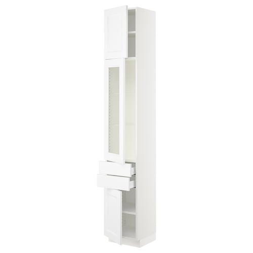 SEKTION / MAXIMERA Gabinete alto 3 puertas 2 cajones, blanco/Axstad blanco mate, 38x37x229 cm