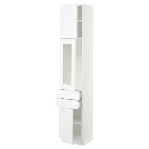 SEKTION / MAXIMERA Gabinete alto 3 puertas 2 cajones, blanco/Axstad blanco mate, 38x37x203 cm
