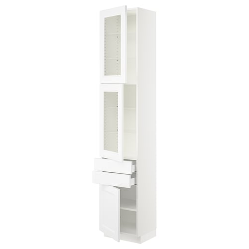 SEKTION / MAXIMERA Gabinete alto 3 puertas 2 cajones, blanco/Axstad blanco mate, 46x37x229 cm