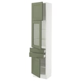 SEKTION / MAXIMERA Gabinete alto 3 puertas 2 cajones, blanco/Axstad verde grisáceo, 46x37x203 cm