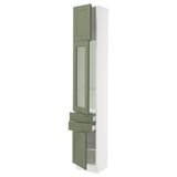 SEKTION / MAXIMERA Gabinete alto 3 puertas 2 cajones, blanco/Axstad verde grisáceo, 38x37x229 cm