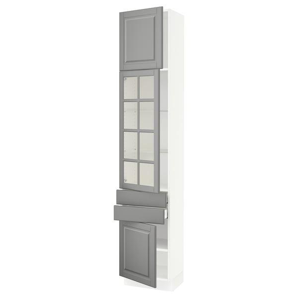 SEKTION / MAXIMERA Gabinete alto 3 puertas 2 cajones, blanco/Bodbyn gris, 46x37x229 cm