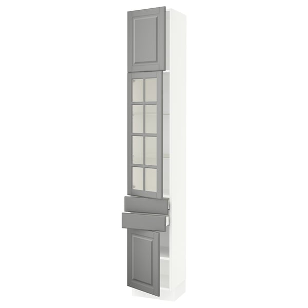 SEKTION / MAXIMERA Gabinete alto 3 puertas 2 cajones, blanco/Bodbyn gris, 38x37x229 cm