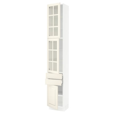 SEKTION / MAXIMERA Gabinete alto 3 puertas 2 cajones, blanco/Bodbyn hueso, 38x37x229 cm