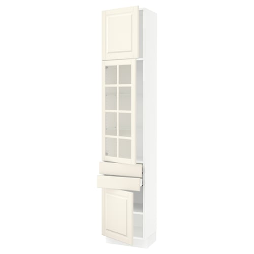 SEKTION / MAXIMERA Gabinete alto 3 puertas 2 cajones, blanco/Bodbyn hueso, 46x37x229 cm