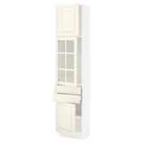 SEKTION / MAXIMERA Gabinete alto 3 puertas 2 cajones, blanco/Bodbyn hueso, 46x37x203 cm