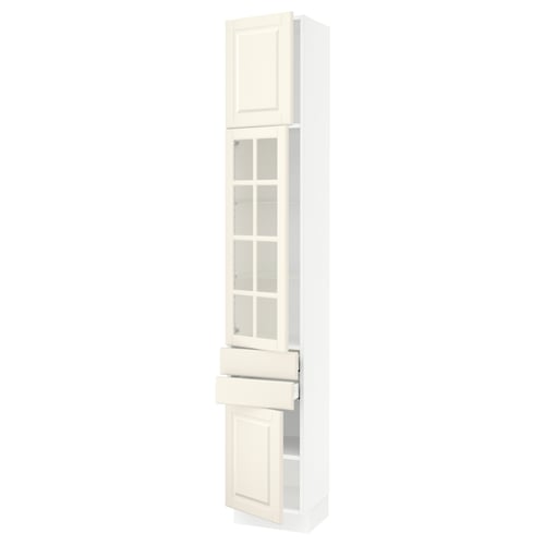SEKTION / MAXIMERA Gabinete alto 3 puertas 2 cajones, blanco/Bodbyn hueso, 38x37x229 cm
