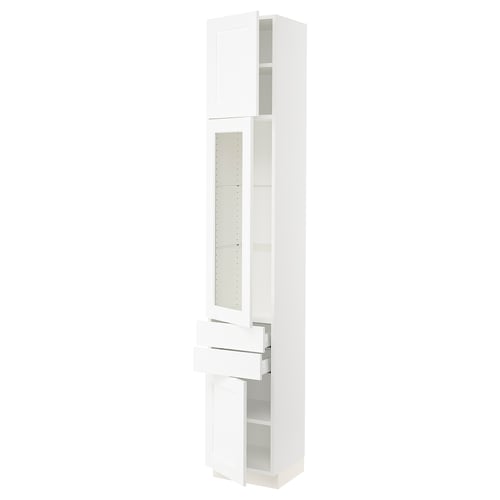SEKTION / MAXIMERA Gabinete alto 3 puertas 2 cajones, blanco Enköping/blanco efecto madera, 38x37x229 cm