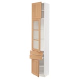 SEKTION / MAXIMERA Gabinete alto 3 puertas 2 cajones, blanco/Vedhamn roble, 46x37x229 cm