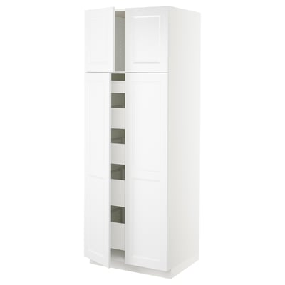 SEKTION / MAXIMERA Gabinete alto 4 puertas 5 cajones, blanco/Axstad blanco mate, 76x61x203 cm