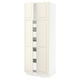 SEKTION / MAXIMERA Gabinete alto 4 puertas 5 cajones, blanco/Bodbyn hueso, 76x61x203 cm