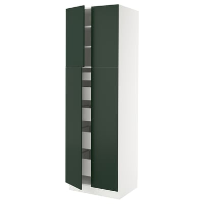 SEKTION / MAXIMERA Gabinete alto 4 puertas 5 cajones, blanco/Havstorp Verde oscuro, 76x61x229 cm