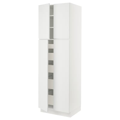 SEKTION / MAXIMERA Gabinete alto 4 puertas 5 cajones, blanco/Voxtorp blanco mate, 76x61x229 cm