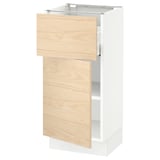 SEKTION / MAXIMERA Gabinete bajo 1 puerta 1 cajón, blanco/Askersund efecto fresno claro, 38x37x76 cm
