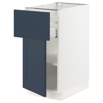 SEKTION / MAXIMERA Gabinete bajo 1 puerta 1 cajón, blanco Axstad/mate azul, 38x61x76 cm