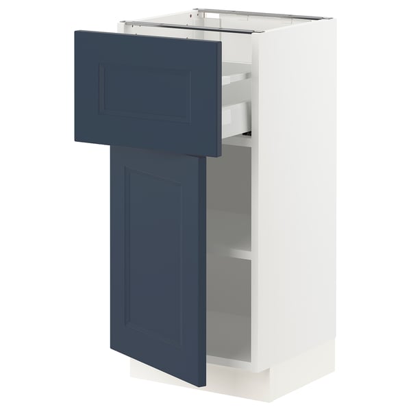 SEKTION / MAXIMERA Gabinete bajo 1 puerta 1 cajón, blanco Axstad/mate azul, 38x37x76 cm