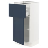 SEKTION / MAXIMERA Gabinete bajo 1 puerta 1 cajón, blanco Axstad/mate azul, 38x37x76 cm