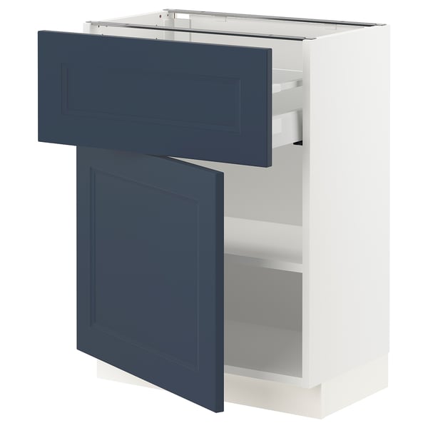 SEKTION / MAXIMERA Gabinete bajo 1 puerta 1 cajón, blanco Axstad/mate azul, 61x37x76 cm