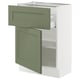 SEKTION / MAXIMERA Gabinete bajo 1 puerta 1 cajón, blanco/Axstad verde grisáceo, 61x37x76 cm