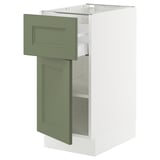 SEKTION / MAXIMERA Gabinete bajo 1 puerta 1 cajón, blanco/Axstad verde grisáceo, 38x61x76 cm