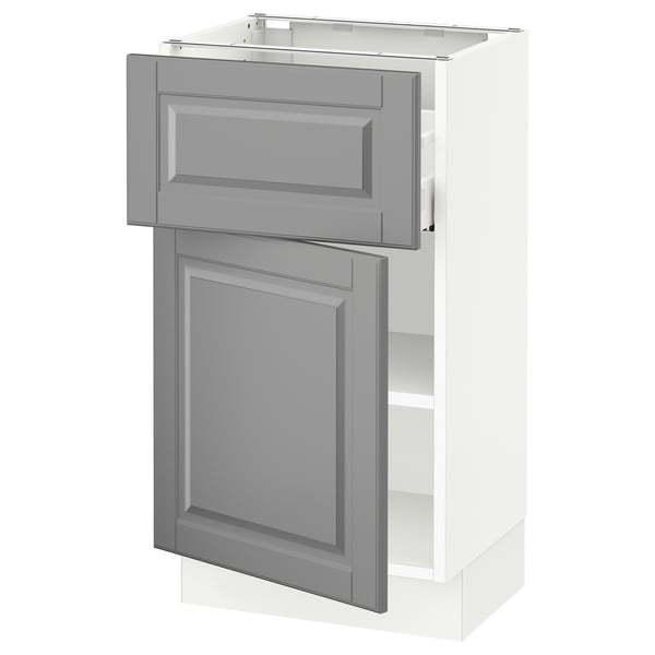 SEKTION / MAXIMERA Gabinete bajo 1 puerta 1 cajón, blanco/Bodbyn gris, 46x37x76 cm