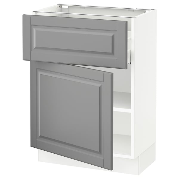 SEKTION / MAXIMERA Gabinete bajo 1 puerta 1 cajón, blanco/Bodbyn gris, 61x37x76 cm