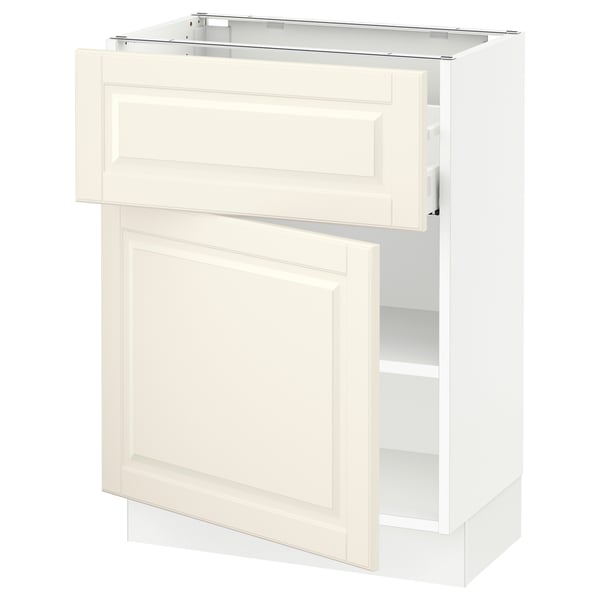 SEKTION / MAXIMERA Gabinete bajo 1 puerta 1 cajón, blanco/Bodbyn hueso, 61x37x76 cm