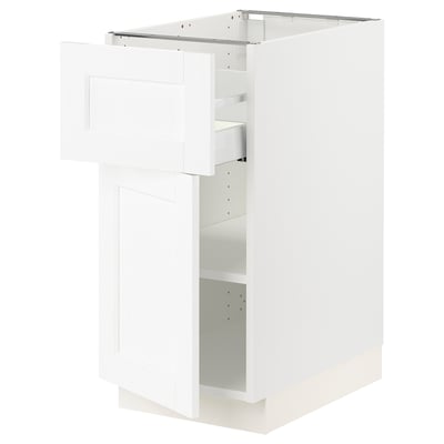 SEKTION / MAXIMERA Gabinete bajo 1 puerta 1 cajón, blanco Enköping/blanco efecto madera, 38x61x76 cm