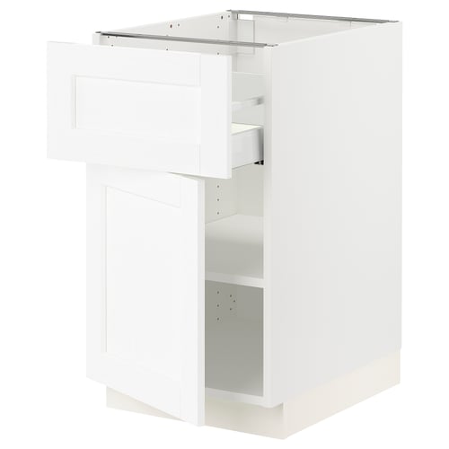 SEKTION / MAXIMERA Gabinete bajo 1 puerta 1 cajón, blanco Enköping/blanco efecto madera, 46x61x76 cm