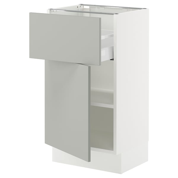SEKTION / MAXIMERA Gabinete bajo 1 puerta 1 cajón, blanco/Havstorp gris claro, 46x37x76 cm