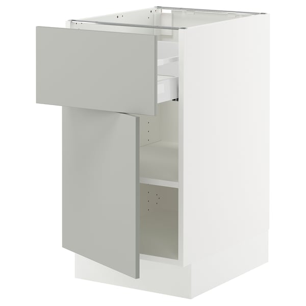 SEKTION / MAXIMERA Gabinete bajo 1 puerta 1 cajón, blanco/Havstorp gris claro, 46x61x76 cm