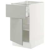 SEKTION / MAXIMERA Gabinete bajo 1 puerta 1 cajón, blanco/Havstorp gris claro, 46x61x76 cm