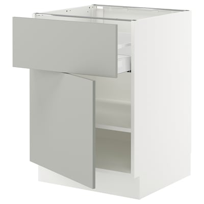 SEKTION / MAXIMERA Gabinete bajo 1 puerta 1 cajón, blanco/Havstorp gris claro, 61x61x76 cm