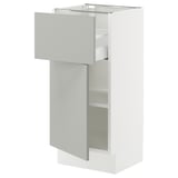 SEKTION / MAXIMERA Gabinete bajo 1 puerta 1 cajón, blanco/Havstorp gris claro, 38x37x76 cm