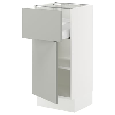 SEKTION / MAXIMERA Gabinete bajo 1 puerta 1 cajón, blanco/Havstorp gris claro, 38x37x76 cm