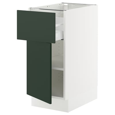 SEKTION / MAXIMERA Gabinete bajo 1 puerta 1 cajón, blanco/Havstorp Verde oscuro, 38x61x76 cm