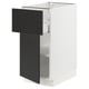 SEKTION / MAXIMERA Gabinete bajo 1 puerta 1 cajón, blanco/Nickebo Carbón mate, 38x61x76 cm
