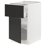SEKTION / MAXIMERA Gabinete bajo 1 puerta 1 cajón, blanco/Nickebo Carbón mate, 46x61x76 cm
