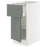 SEKTION / MAXIMERA Gabinete bajo 1 puerta 1 cajón, blanco/Nickebo Verde grisáceo mate, 38x61x76 cm