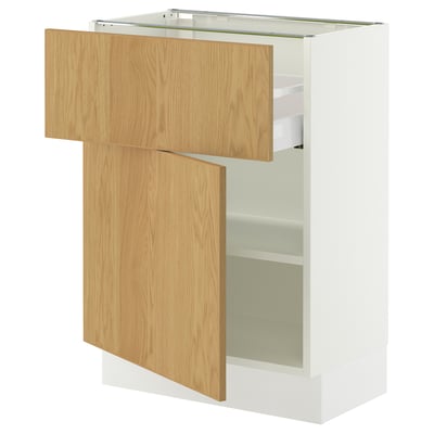 SEKTION / MAXIMERA Gabinete bajo 1 puerta 1 cajón, blanco/Sinarp chapa roble, 61x37x76 cm