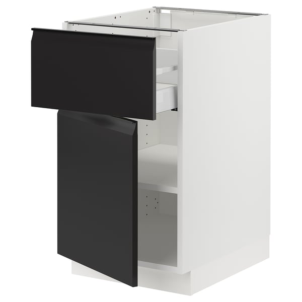 SEKTION / MAXIMERA Gabinete bajo 1 puerta 1 cajón, blanco/Upplöv Carbón mate, 46x61x76 cm