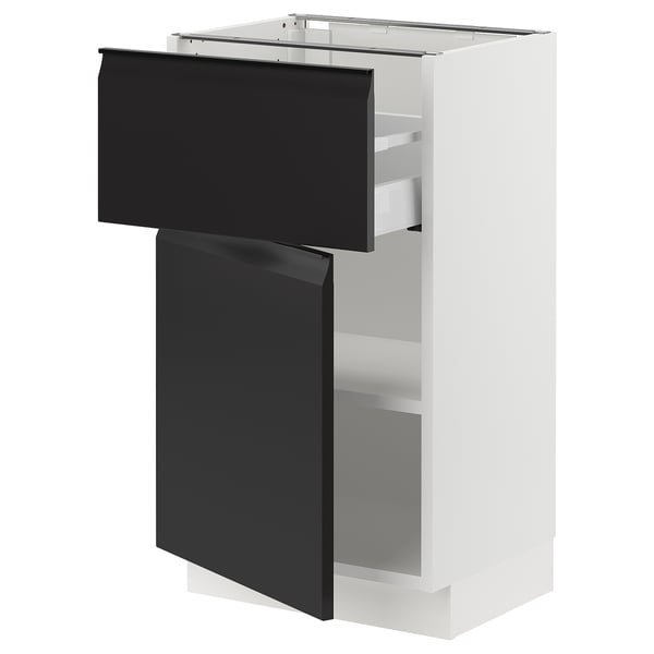 SEKTION / MAXIMERA Gabinete bajo 1 puerta 1 cajón, blanco/Upplöv Carbón mate, 46x37x76 cm