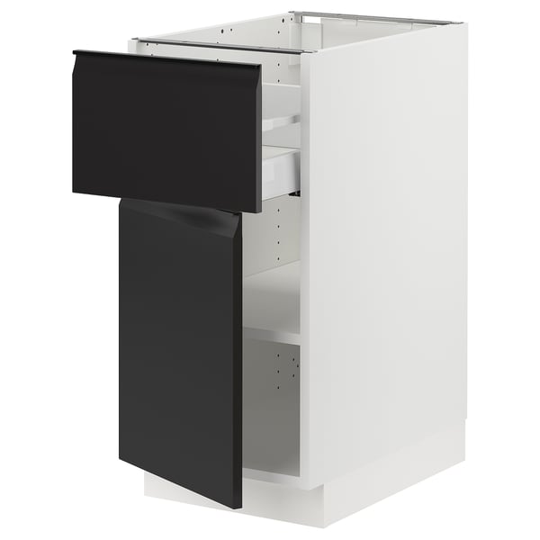 SEKTION / MAXIMERA Gabinete bajo 1 puerta 1 cajón, blanco/Upplöv Carbón mate, 38x61x76 cm