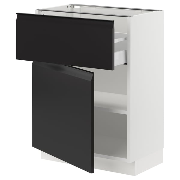 SEKTION / MAXIMERA Gabinete bajo 1 puerta 1 cajón, blanco/Upplöv Carbón mate, 61x37x76 cm