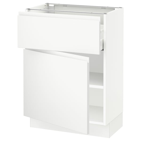 SEKTION / MAXIMERA Gabinete bajo 1 puerta 1 cajón, blanco/Voxtorp blanco mate, 61x37x76 cm