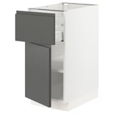SEKTION / MAXIMERA Gabinete bajo 1 puerta 1 cajón, blanco/Voxtorp gris oscuro, 38x61x76 cm